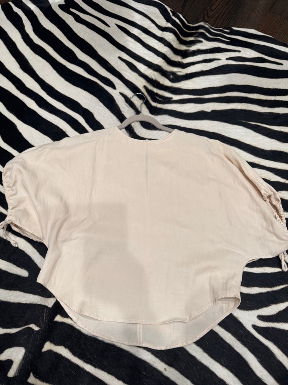 Zara Light Cream Batwing Sleeve Blouse